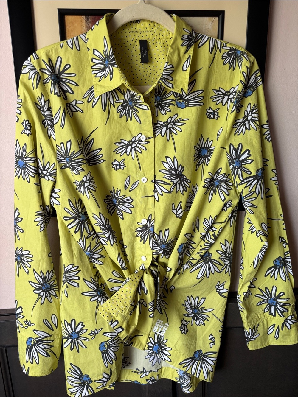 Marccain Bright Yellow Floral Button-Up Shirt